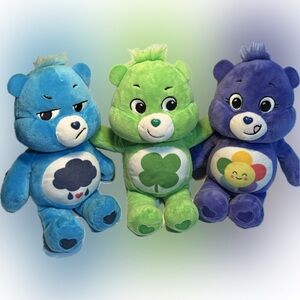 Care Bears Plush Trio - Grumpy Bear, Luck Bear & Harmony Bear Collectible 10"